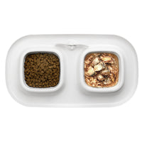 HKM-4893373 Milky White Double Bowl Pet Cat Dish Made of Durable Plastic