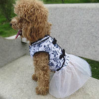HKM-4893757 Cotton and Linen Blue and White Porcelain Cheongsam Skirt for Dogs
