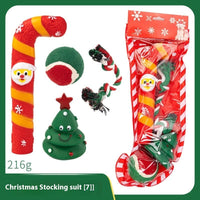 HKM-4894013 Christmas Themed Dog Toy Set - Bite-Resistant Vinyl Toys with Various Fun Designs
