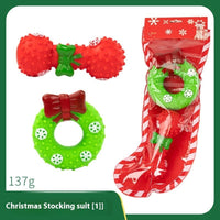 HKM-4894013 Christmas Themed Dog Toy Set - Bite-Resistant Vinyl Toys with Various Fun Designs