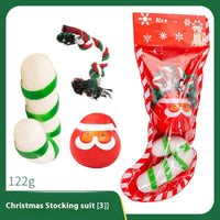 HKM-4894013 Christmas Themed Dog Toy Set - Bite-Resistant Vinyl Toys with Various Fun Designs