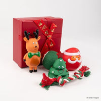 HKM-4894013 Christmas Themed Dog Toy Set - Bite-Resistant Vinyl Toys with Various Fun Designs
