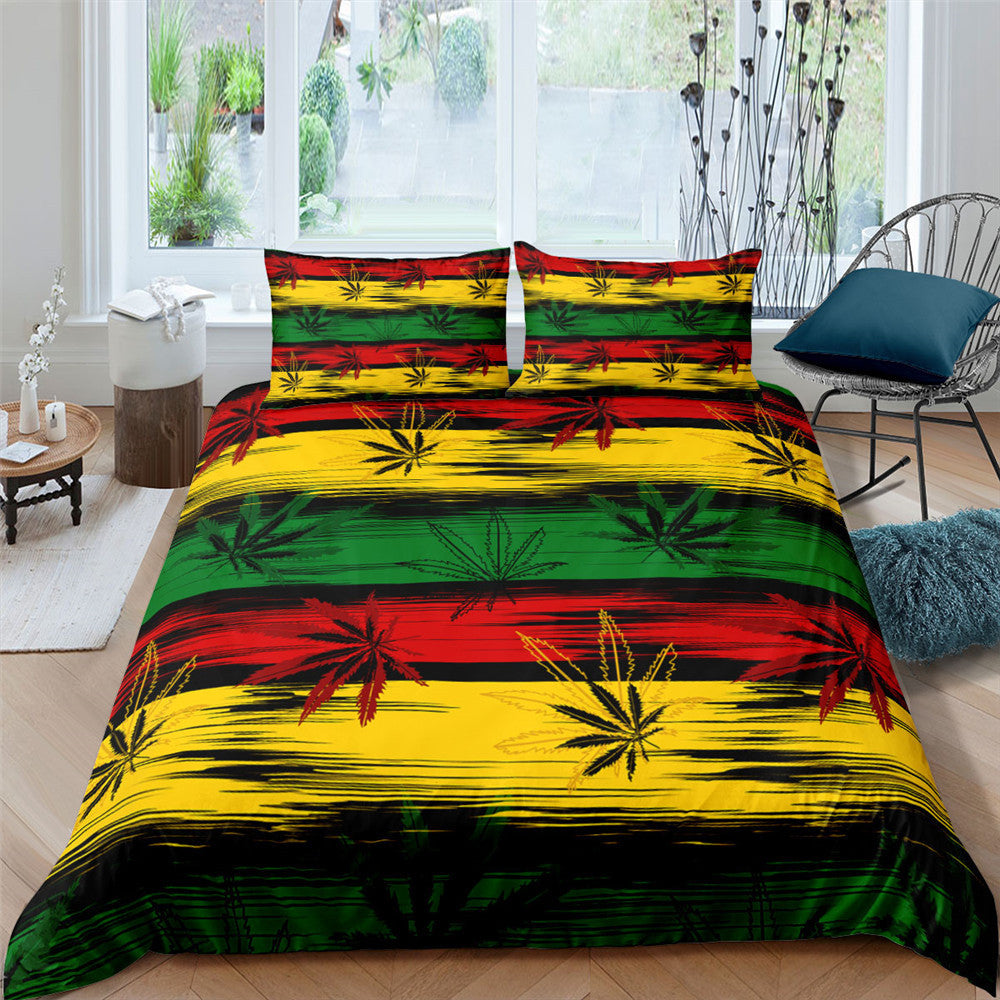 HKM-489491 Digital Plant and Flower Quilt Cover Set in Multiple Sizes and Designs