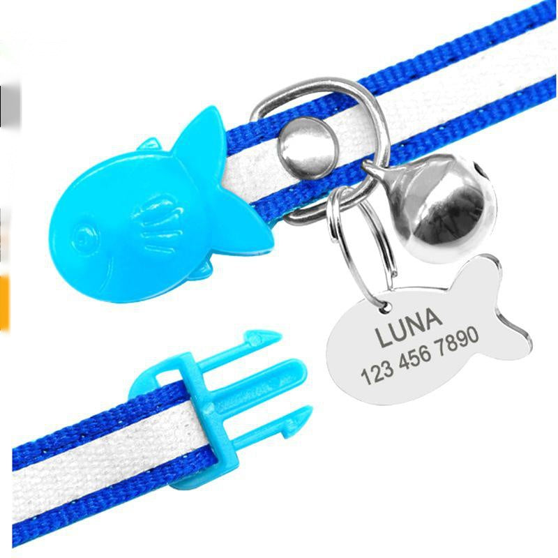 HKM-4895037 Reflective Adjustable Collar with Bell in Blue, Purple, Pink, and Orange ¨C Durable Polyester Design