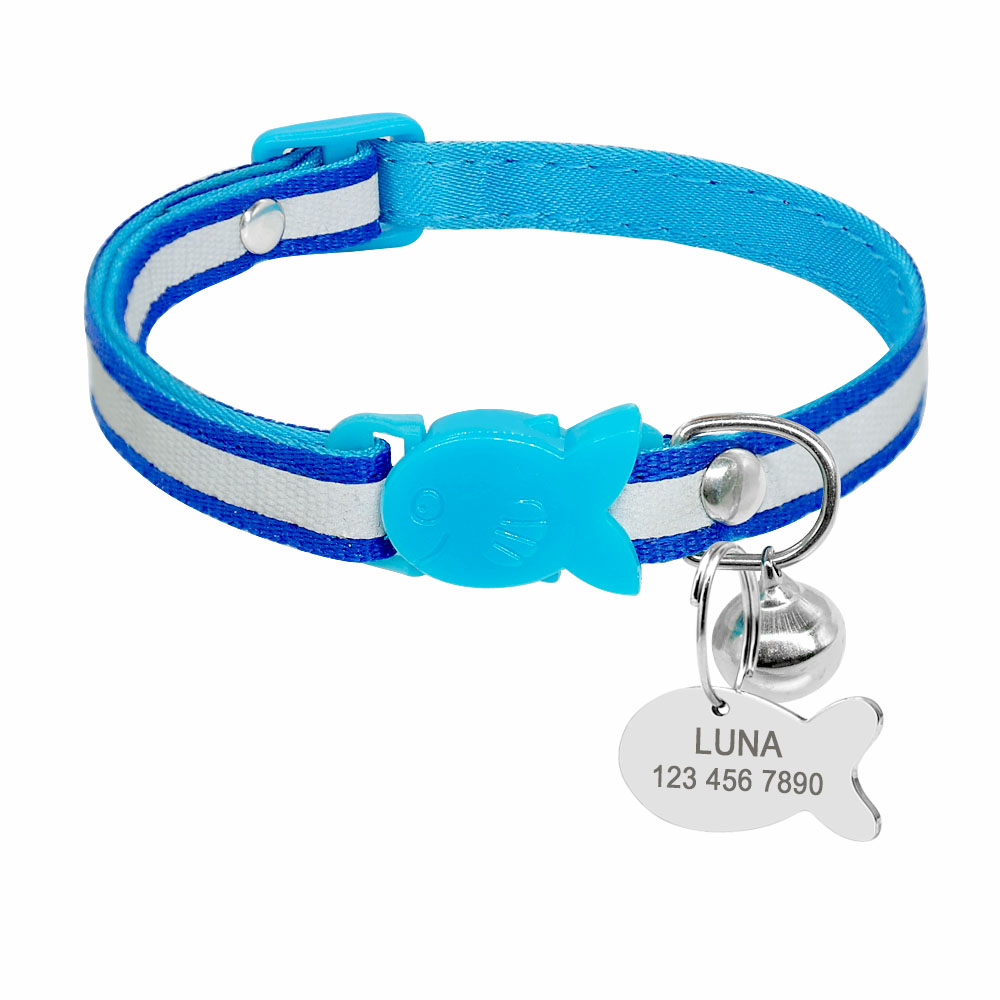 HKM-4895037 Reflective Adjustable Collar with Bell in Blue, Purple, Pink, and Orange ¨C Durable Polyester Design