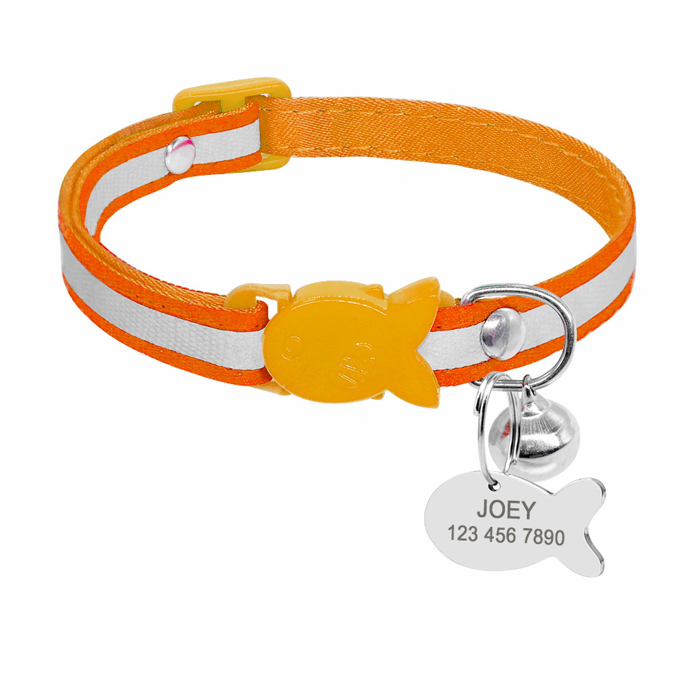 HKM-4895037 Reflective Adjustable Collar with Bell in Blue, Purple, Pink, and Orange ¨C Durable Polyester Design