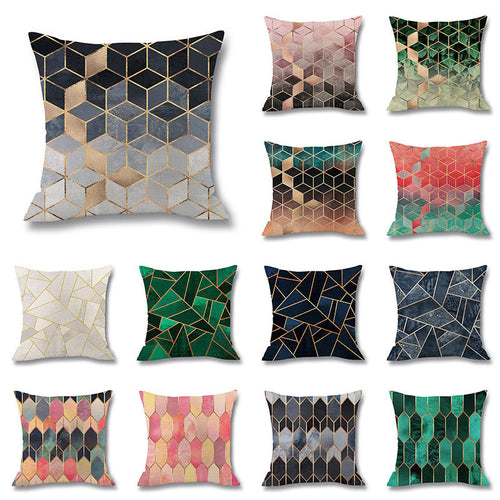 HKM-489555 Colorful Geometric Linen Pillow Cover 45x45cm in Multiple Designs