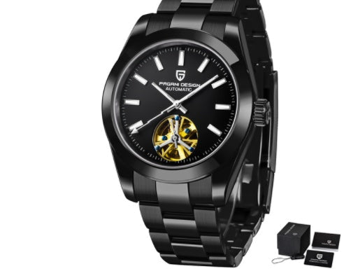 HKM-489683 Men's Waterproof Automatic Mechanical Watch with Stainless Steel Strap - 100m Depth Rating