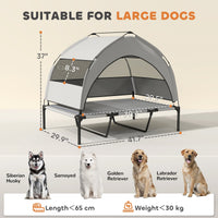 HKM-4897597 Elevated Dog Bed with Removable Canopy and Cooling Pad, Portable Outdoor Pet Cot, Ideal for Large Dogs