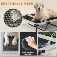 HKM-4897597 Elevated Dog Bed with Removable Canopy and Cooling Pad, Portable Outdoor Pet Cot, Ideal for Large Dogs