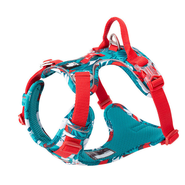 HKM-4898237 Adjustable Vest-Style Chest Harness for Large Dogs in Blue-Red and Purple-Green