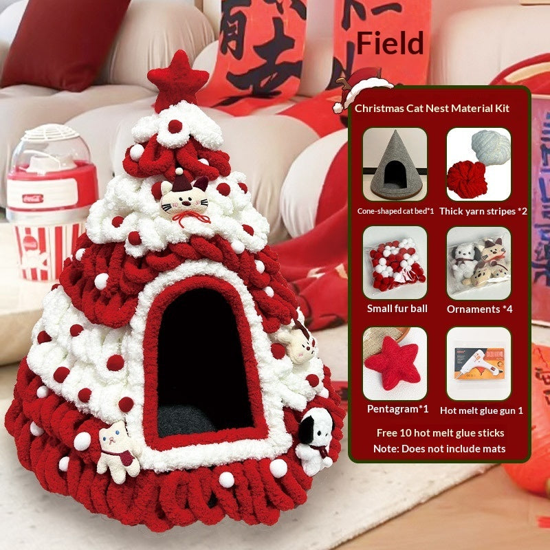 HKM-4899005 Christmas-Themed Felt Cat Bed - Multiple Unique Designs Available