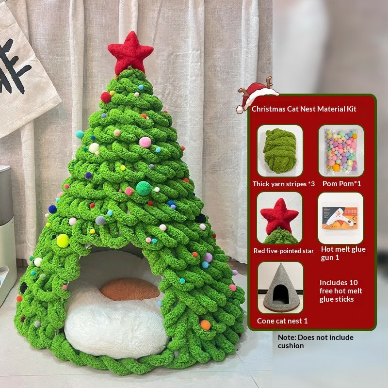 HKM-4899005 Christmas-Themed Felt Cat Bed - Multiple Unique Designs Available