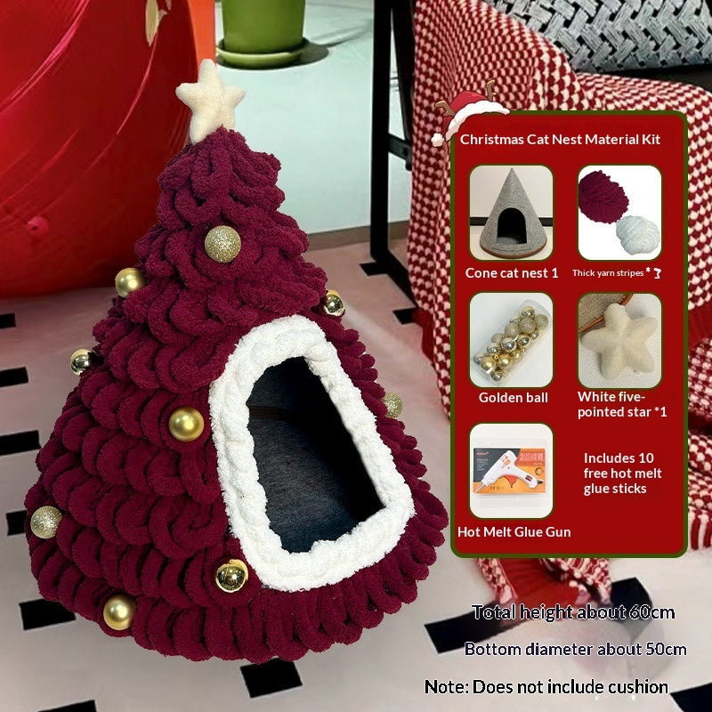 HKM-4899005 Christmas-Themed Felt Cat Bed - Multiple Unique Designs Available