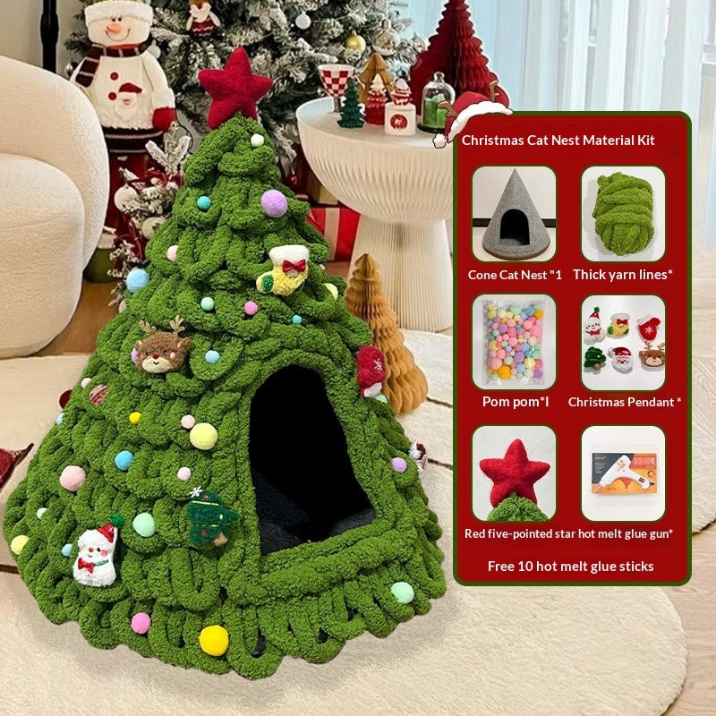 HKM-4899005 Christmas-Themed Felt Cat Bed - Multiple Unique Designs Available