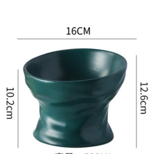 HKM-4899133 Ceramic Cat and Dog Bowl with Cervical Spine Protection - Available in Multiple Colors