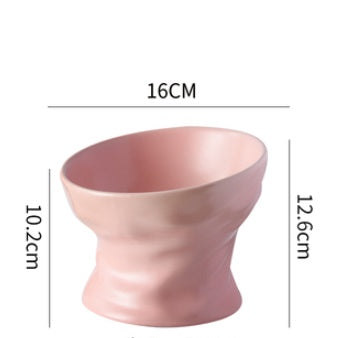 HKM-4899133 Ceramic Cat and Dog Bowl with Cervical Spine Protection - Available in Multiple Colors