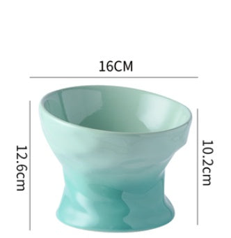 HKM-4899133 Ceramic Cat and Dog Bowl with Cervical Spine Protection - Available in Multiple Colors
