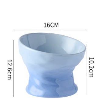 HKM-4899133 Ceramic Cat and Dog Bowl with Cervical Spine Protection - Available in Multiple Colors