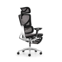 HKM-489939 Ergonomic White Mesh Office and Gaming Chair with Footrest for Enhanced Comfort