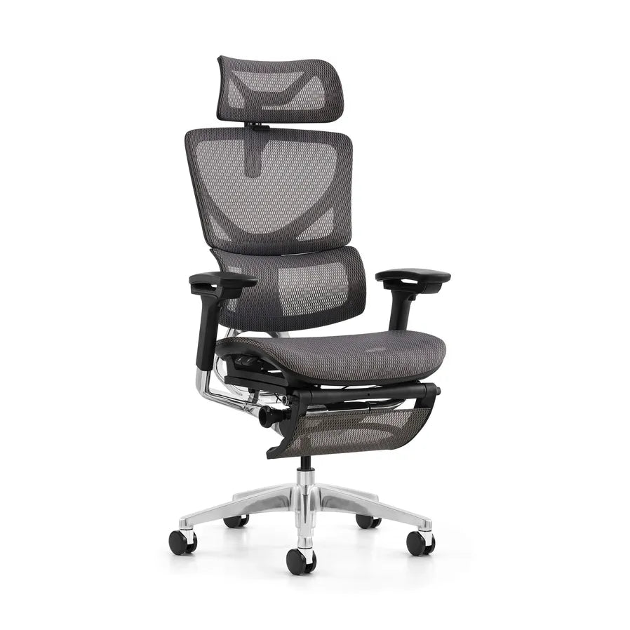 HKM-489939 Ergonomic White Mesh Office and Gaming Chair with Footrest for Enhanced Comfort