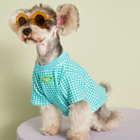 HKM-4899517 Candy Color Plaid T-Shirt in Blue, Yellow, and Pink for a Casual Summer Look - Sizes XS to XXL