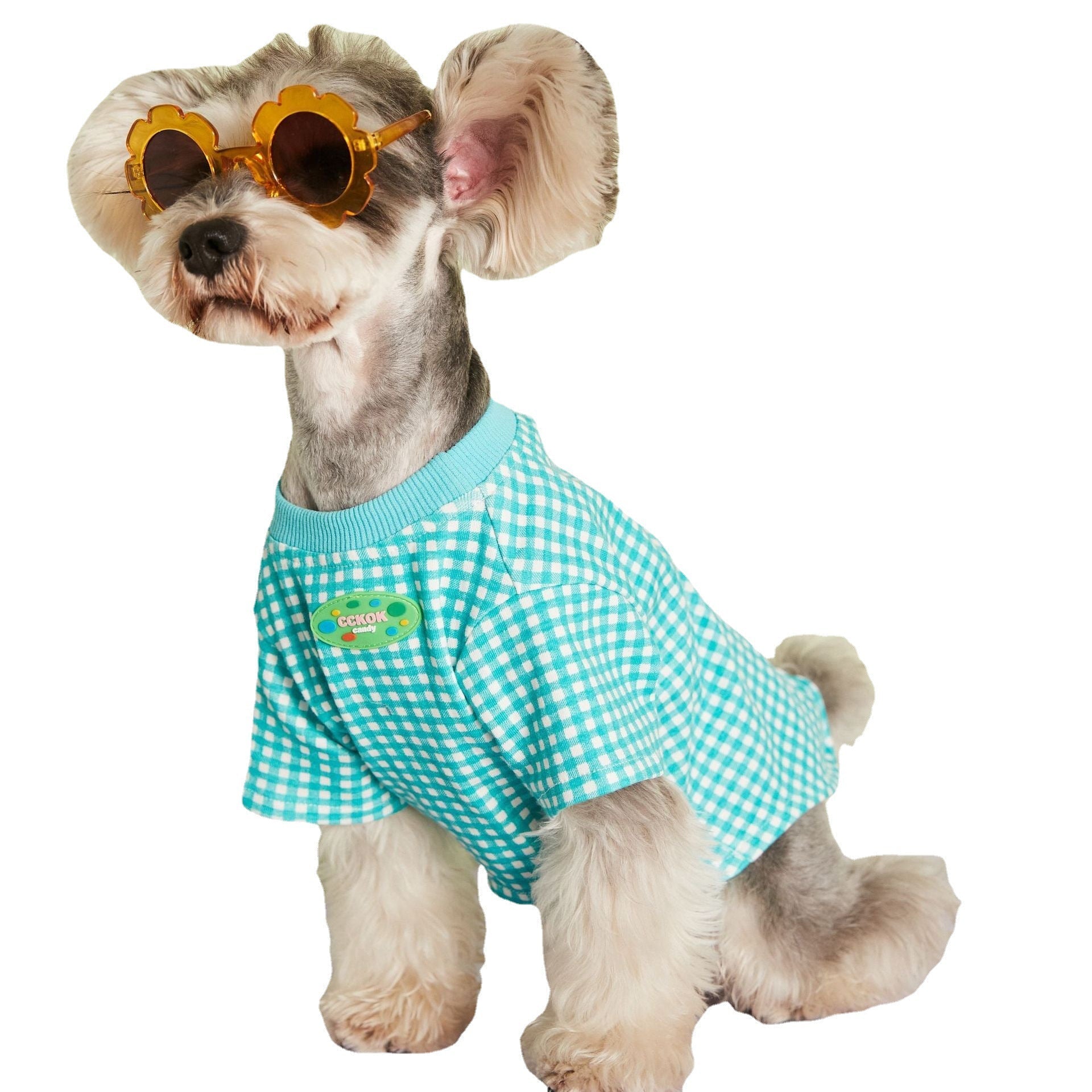 HKM-4899517 Candy Color Plaid T-Shirt in Blue, Yellow, and Pink for a Casual Summer Look - Sizes XS to XXL