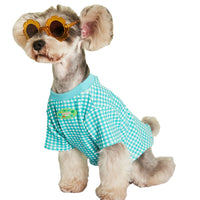 HKM-4899517 Candy Color Plaid T-Shirt in Blue, Yellow, and Pink for a Casual Summer Look - Sizes XS to XXL