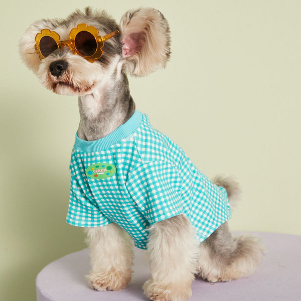 HKM-4899517 Candy Color Plaid T-Shirt in Blue, Yellow, and Pink for a Casual Summer Look - Sizes XS to XXL