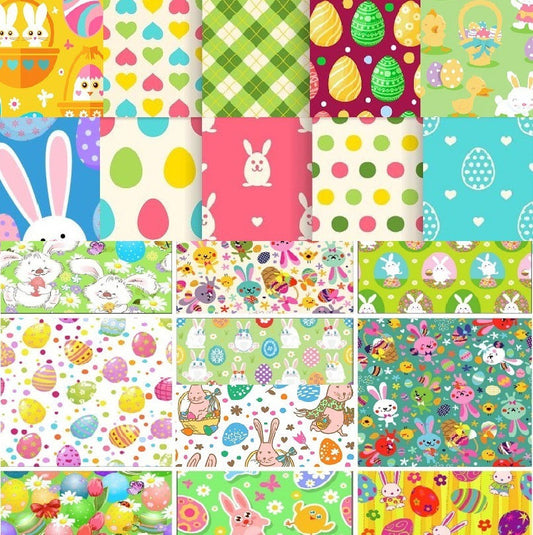 HKM-490003 Easter Bunny Egg Decorative Cloth for DIY Patchwork - Terylene Cotton Fabric, Multiple Sizes