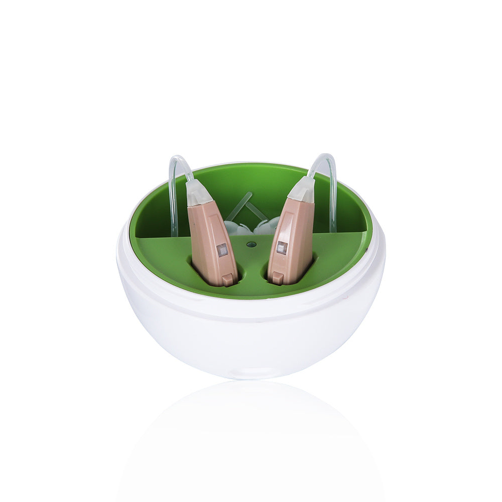 HKM-490067 Rechargeable Hearing Amplifier with Portable Charging Case, 8 Channels, 12 Frequency Bands & Noise Cancellation