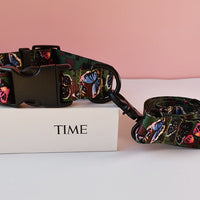 HKM-4900925 Ethnic Style Nylon Pet Collar and Leash Set for Outdoor Dog Walking