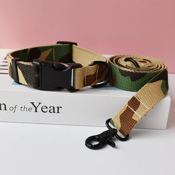 HKM-4900925 Ethnic Style Nylon Pet Collar and Leash Set for Outdoor Dog Walking