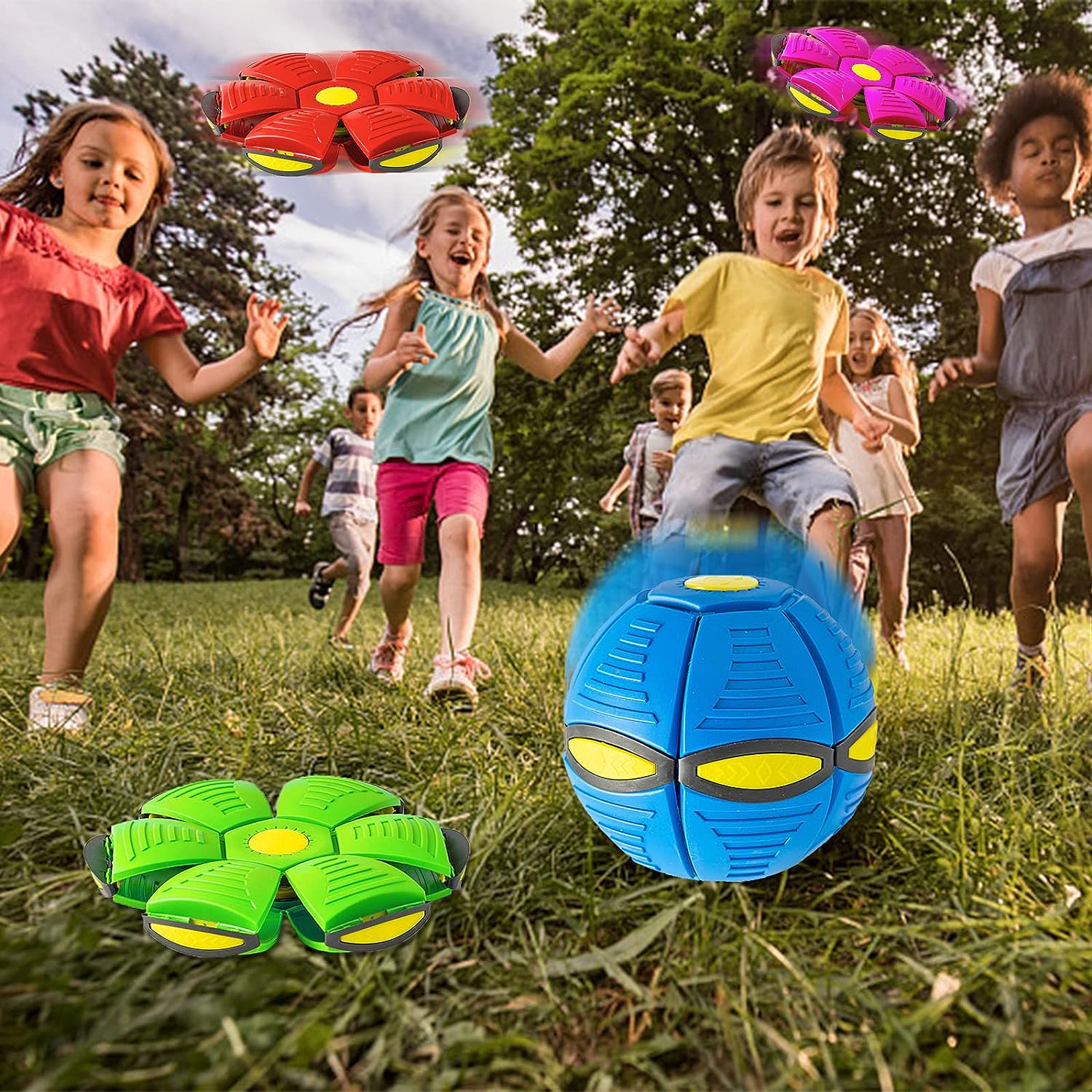 HKM-4902205 Magic Flying Saucer Ball with Lights for Dogs and Kids - Interactive Outdoor Toy