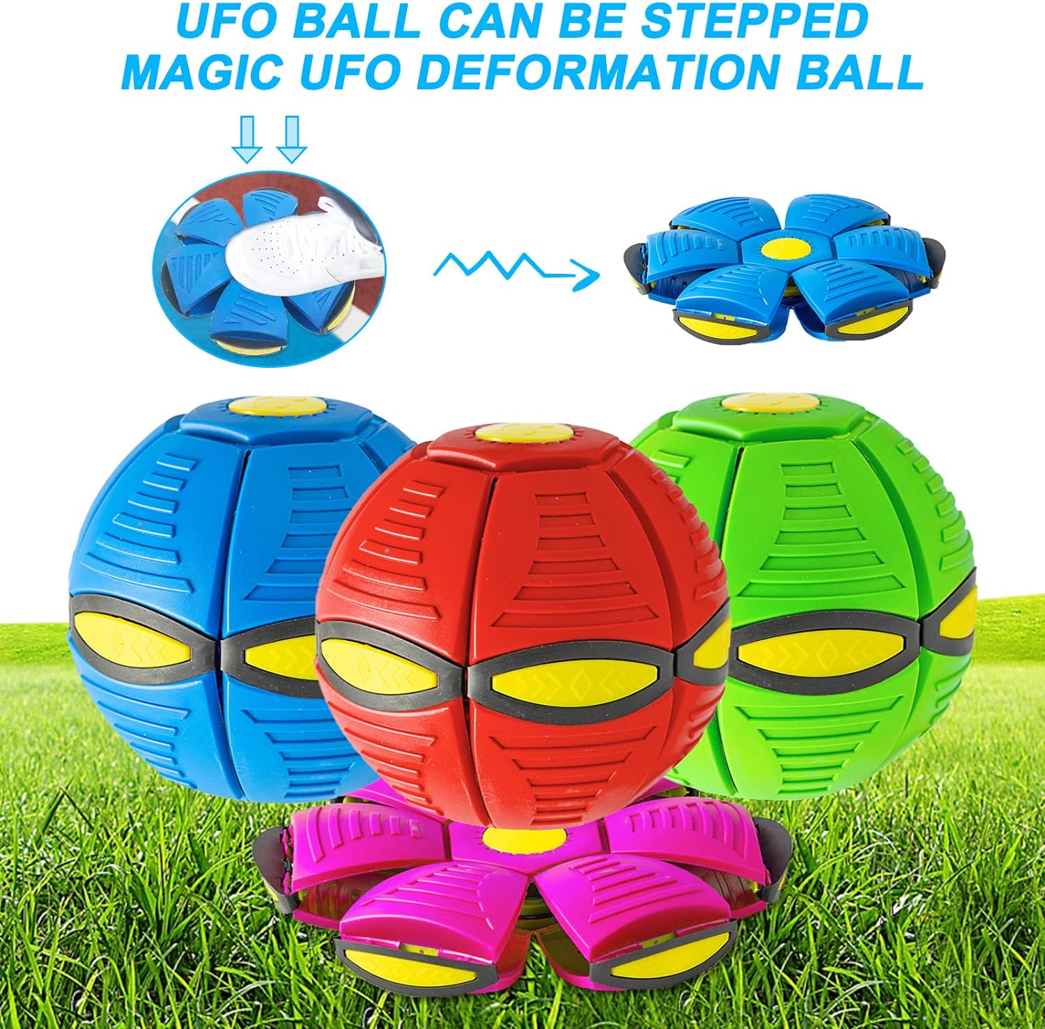 HKM-4902205 Magic Flying Saucer Ball with Lights for Dogs and Kids - Interactive Outdoor Toy