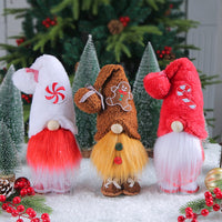 HKM-490451 Creative Christmas Candy Doll Decoration - Faceless Elderly Design, Polyester, 12x10x29cm