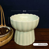 HKM-4904893 Anti-Tipping Ceramic Cat Food & Water Bowl - Mint Green, Peach Powder, White