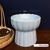 HKM-4904893 Anti-Tipping Ceramic Cat Food & Water Bowl - Mint Green, Peach Powder, White