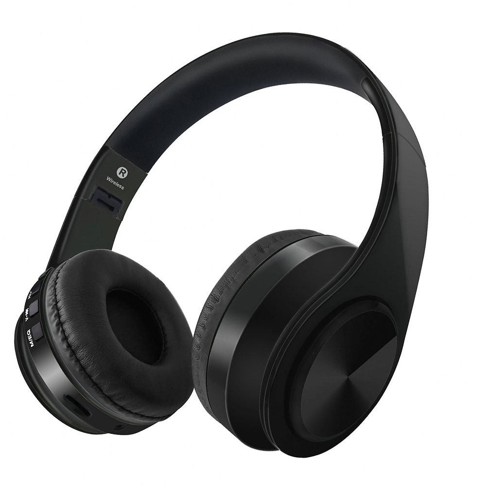 HKM-490643 Wireless Bluetooth Stereo Headphones with FM, SD Card Support, and Microphone for PC and Sports Activities
