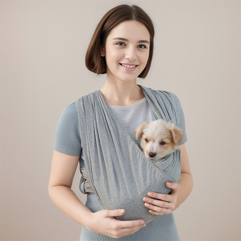 HKM-4906941 Light Gray Adjustable Pet Sling Carrying Case for Comfortable Travel