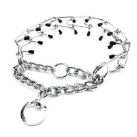 HKM-4907325 Chrome Plated Pinch Dog Collar with Rubber Tips for Training - Adjustable Sizes Available