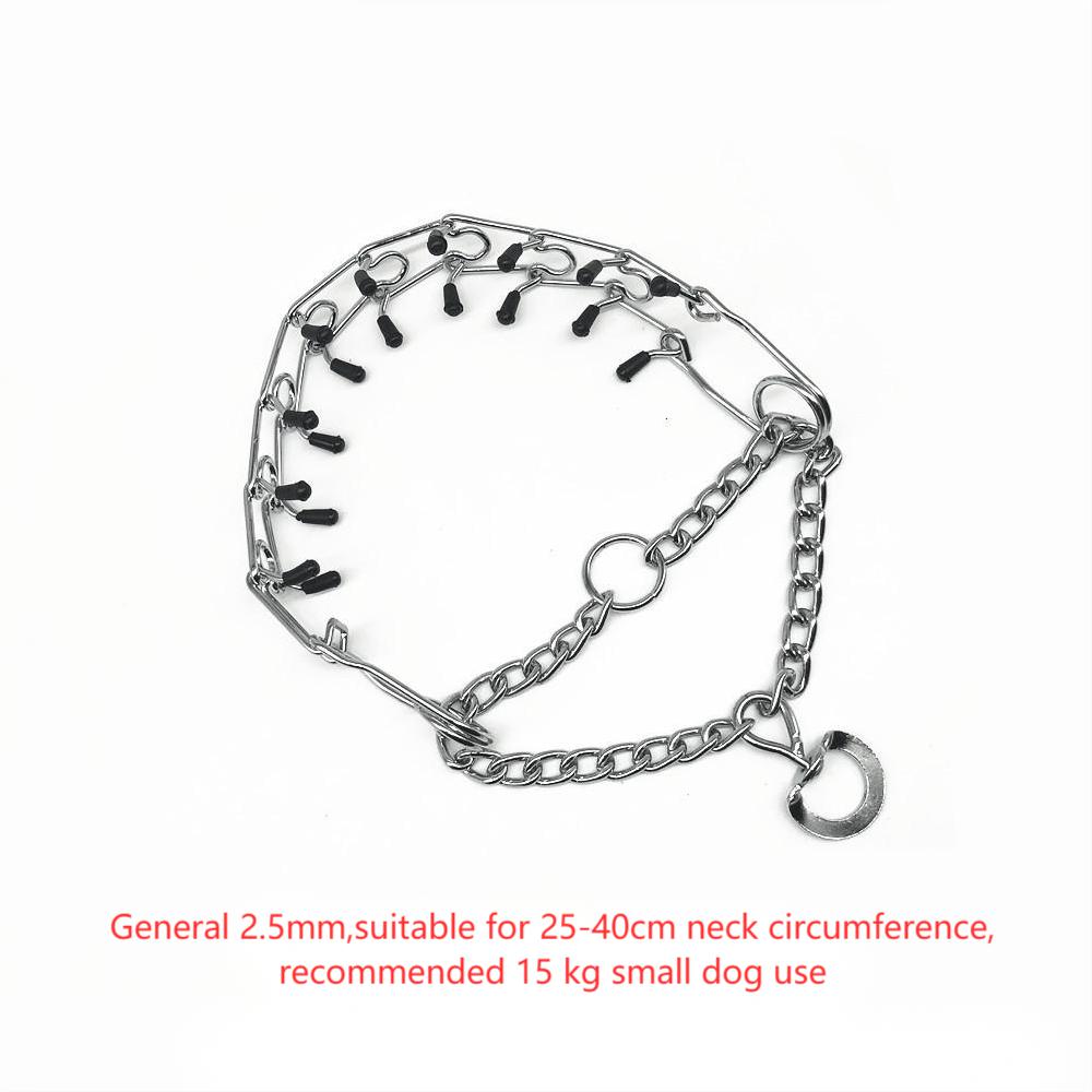 HKM-4907325 Chrome Plated Pinch Dog Collar with Rubber Tips for Training - Adjustable Sizes Available