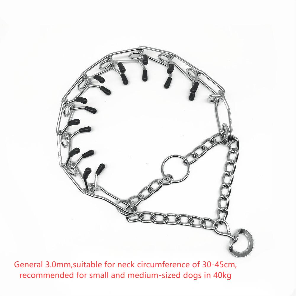 HKM-4907325 Chrome Plated Pinch Dog Collar with Rubber Tips for Training - Adjustable Sizes Available