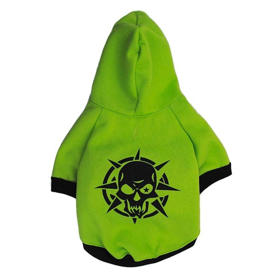 HKM-490899 Scary Skull Fleece Hooded Pet Tee - Black, Red, Green, XS to L
