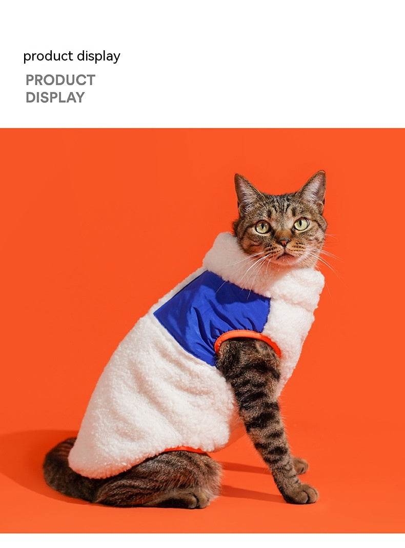HKM-4910269 Cozy Zippered Velvet Turtleneck Vest for Cats in Multiple Sizes