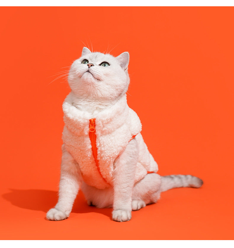 HKM-4910269 Cozy Zippered Velvet Turtleneck Vest for Cats in Multiple Sizes