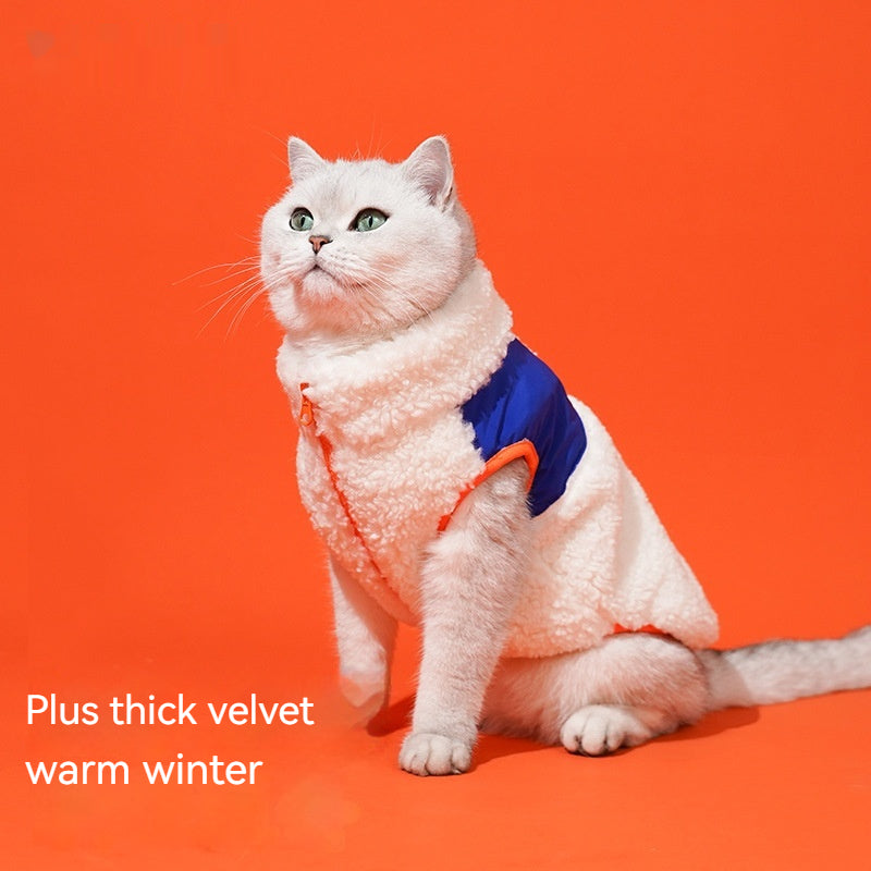 HKM-4910269 Cozy Zippered Velvet Turtleneck Vest for Cats in Multiple Sizes