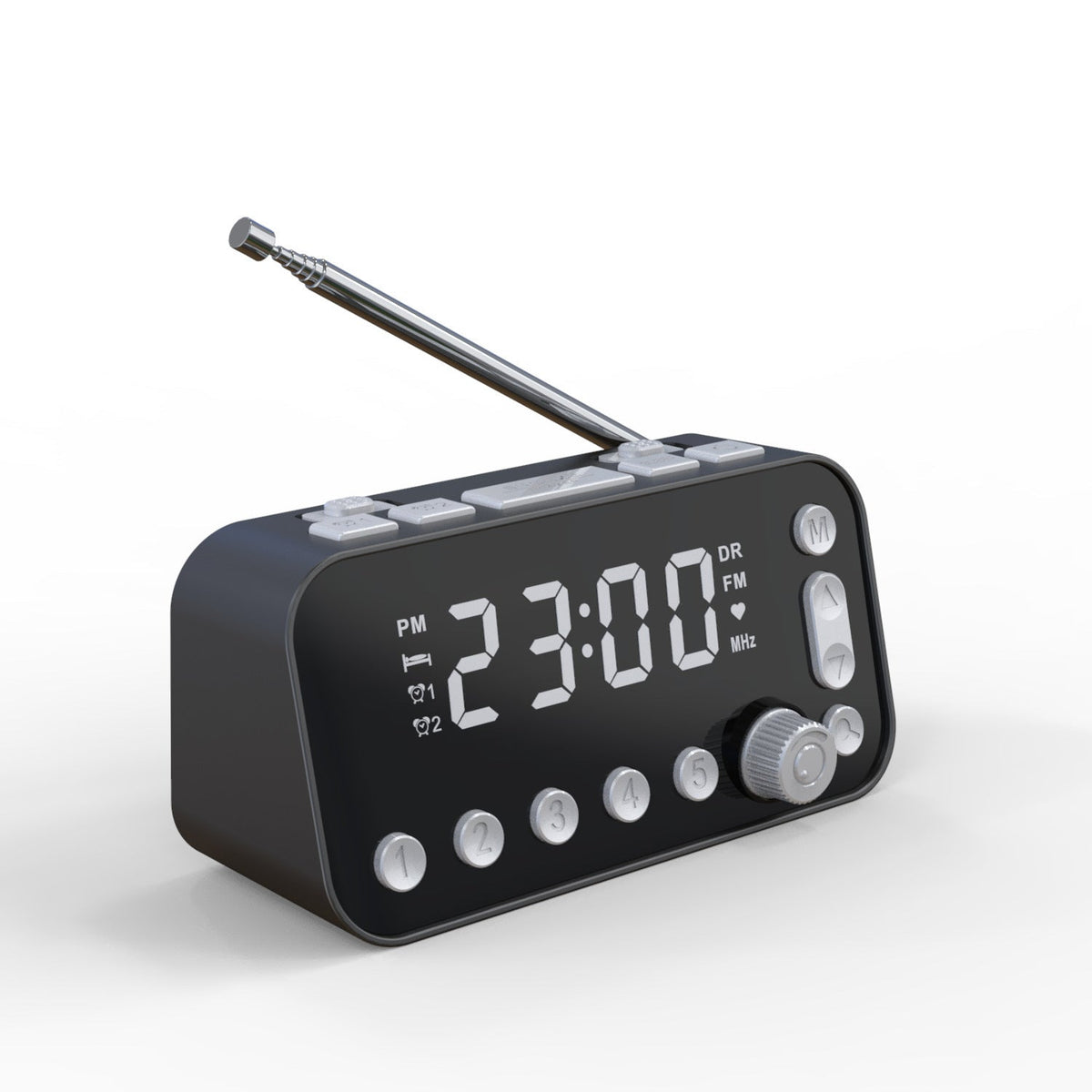 HKM-491027 DAB Bedside Alarm Clock with Large LED Display, Dual Alarm Settings & USB Charging Ports