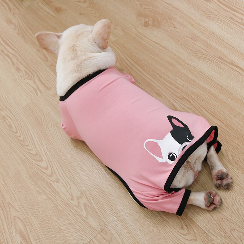HKM-4911037 Cotton Printed Pajamas for Dogs in Gray, Blue, and Pink Options