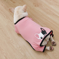 HKM-4911037 Cotton Printed Pajamas for Dogs in Gray, Blue, and Pink Options